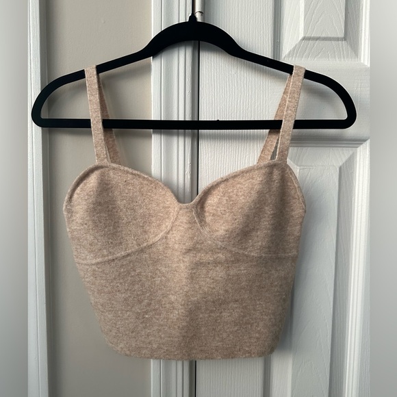 Aritzia Wilfred Cashmere Sicily Sweater Tank in Heather Light Oatmeal - Picture 2 of 9